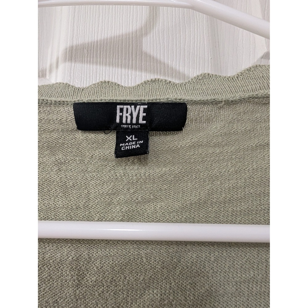 Frye, Women's XL Pointelle Button Front Cardigan, 100% Cotton, Seagrass,‎ Knit - Picture 3 of 5